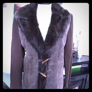Vintage Nygard collection suede/ rabbit fur